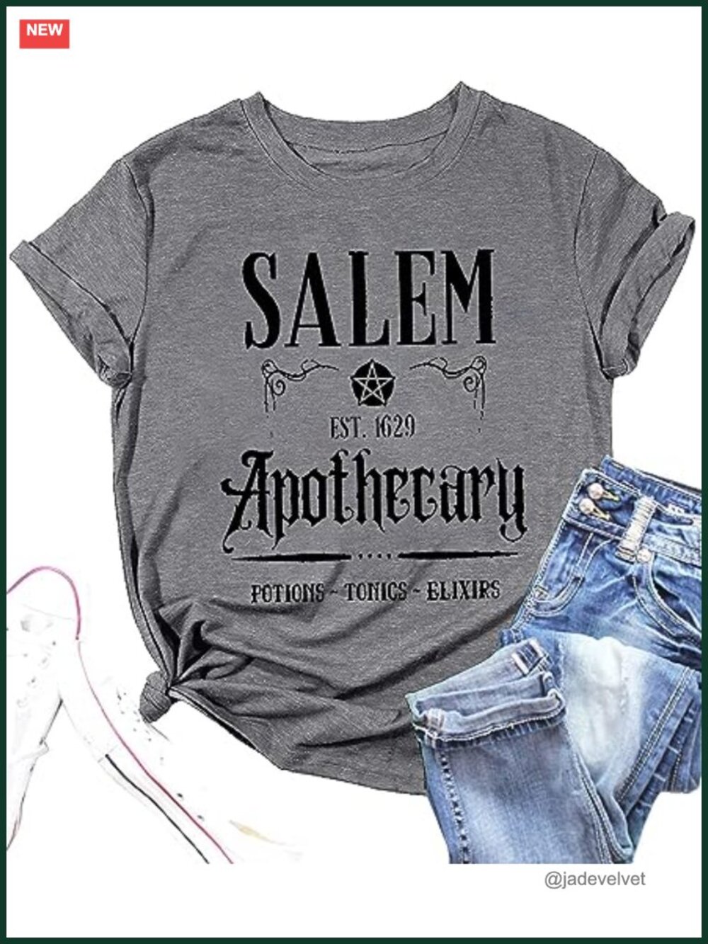 Salem Witch Halloween T-Shirt Women Short Sleeve Cotton Blend Tee